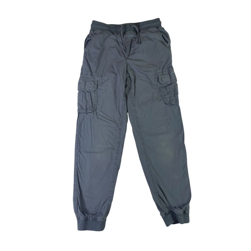 Eddie Bauer Jogger Pants Boys Medium 10/12 Gray Cotton Cargo Pocket Drawstring